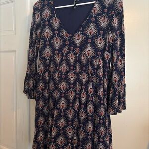 ANDREE BY UNIT Blue and Red Patterned Dress